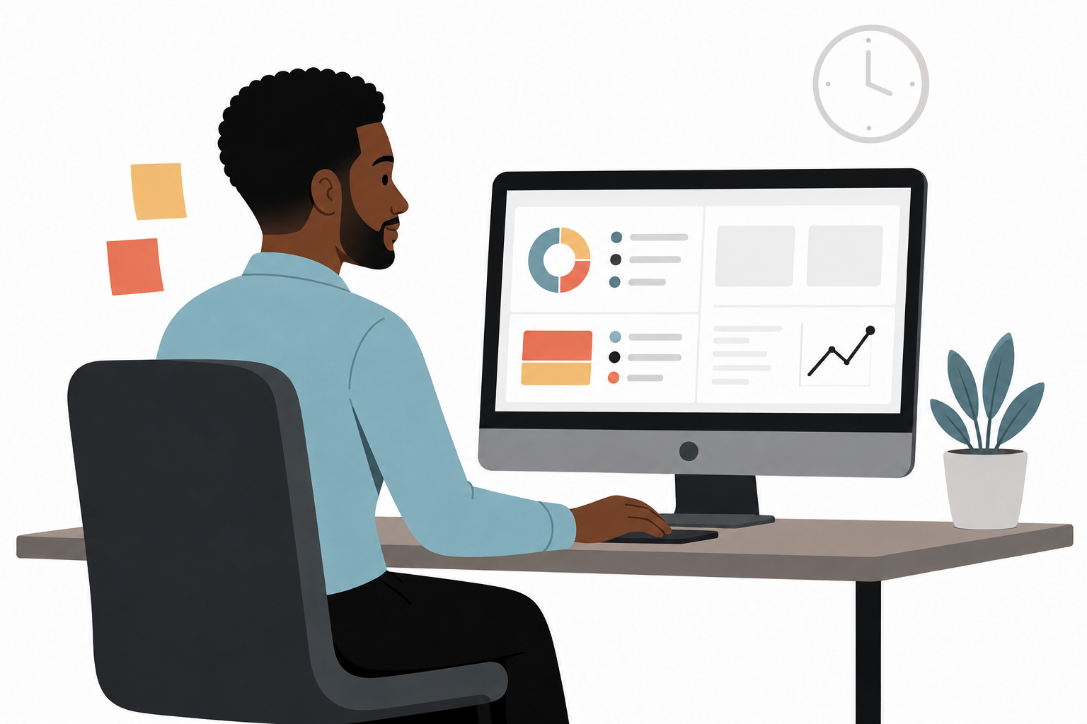 A professional using a clear business intelligence dashboard